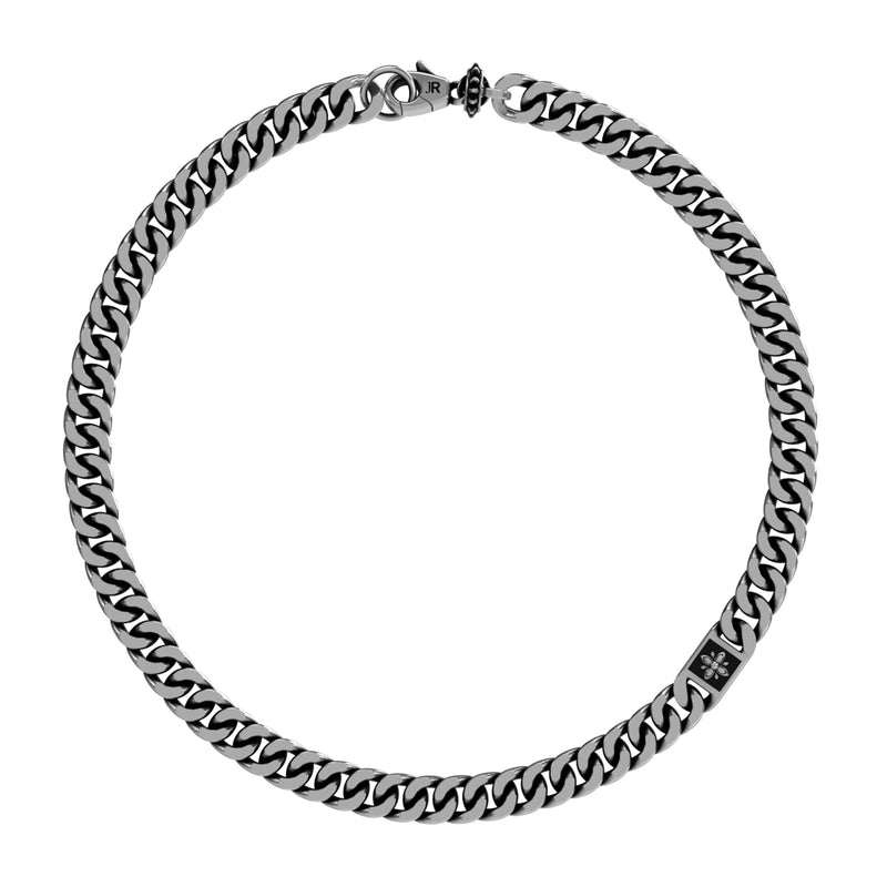 Choker necklace in steel with cross