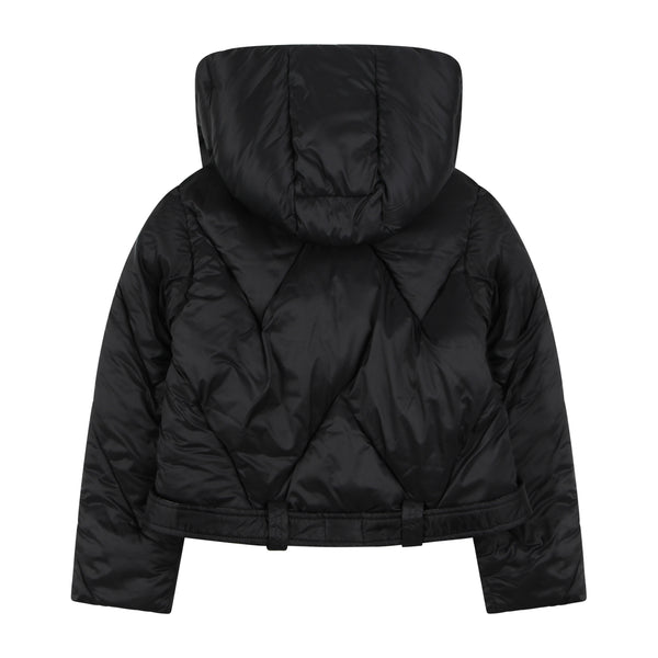 Padded short down jacket with wide neck