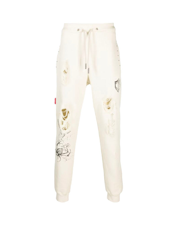 Jogging pants with print and rips – John Richmond