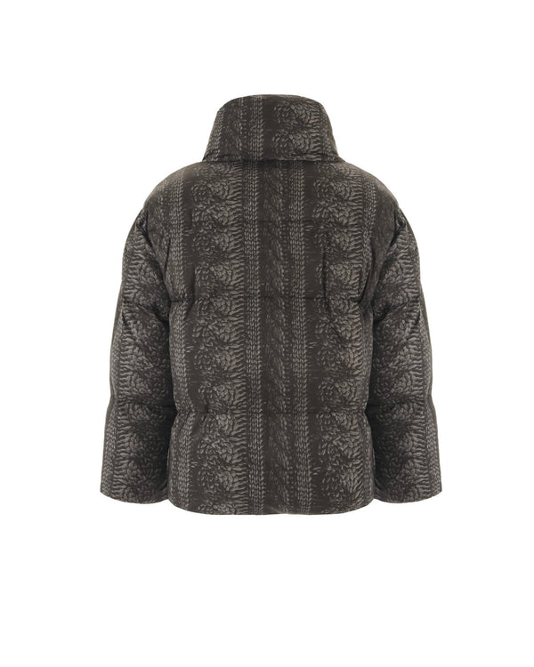 Short down jacket with allover pattern