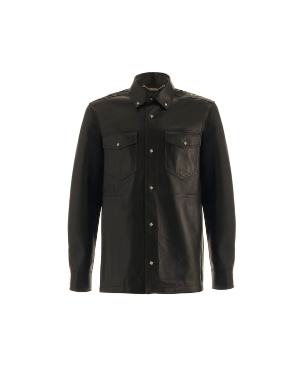 Leather shirt with pockets