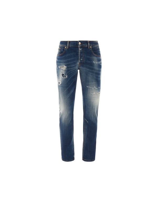 Schlanke Fit -Jeans mit gebrauchtem Effektwaschen