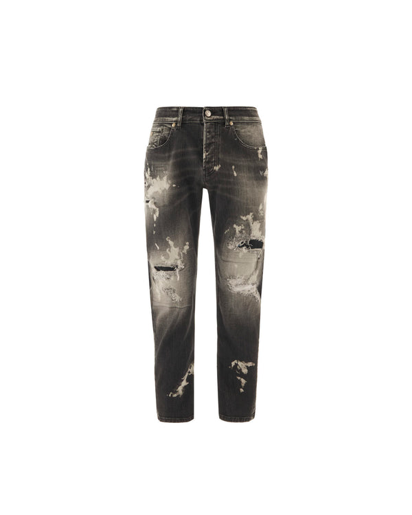 Jeans regular con lavaggio scolorito