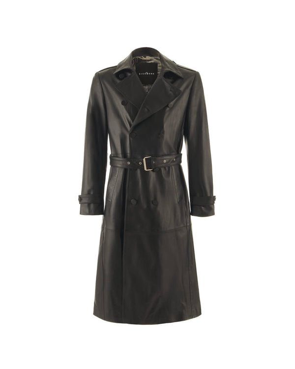 Long double-breasted trench coat