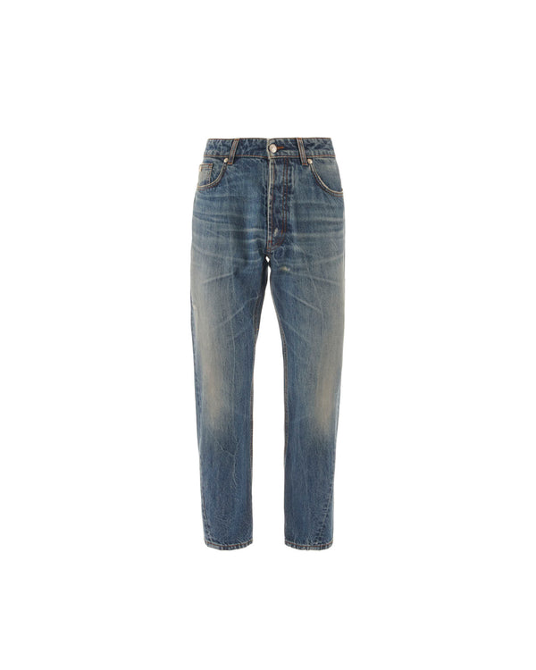 Jeans regulares con lavado descolorido