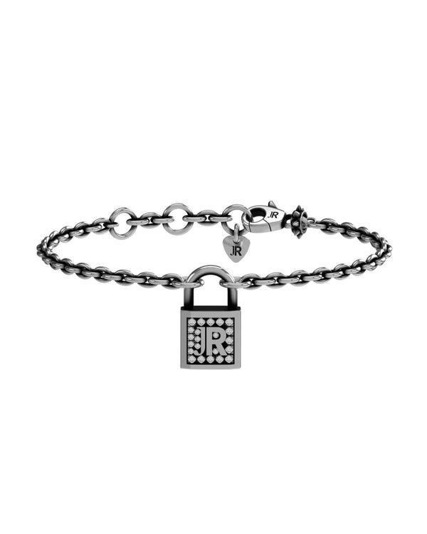 Bracciale lucchetto con diamanti e logo