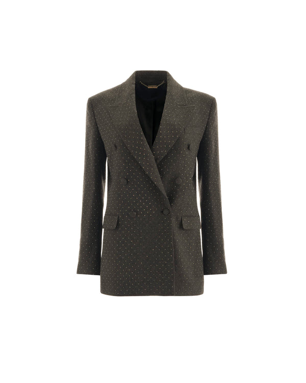 Langer Blazer mit Allover -Mustern