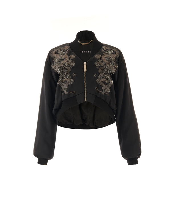 Cropped bomber jacket with zip