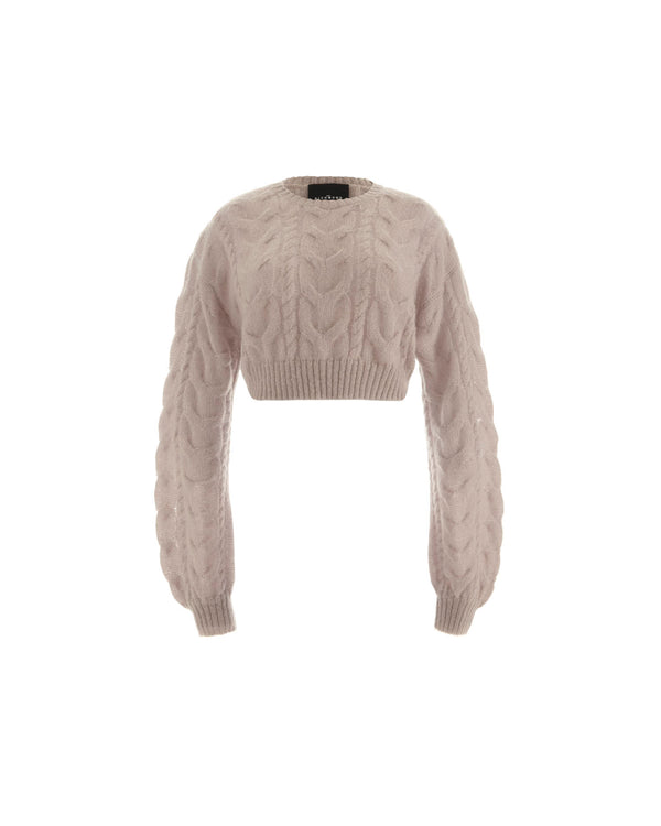 Crop knit with all-over weaves