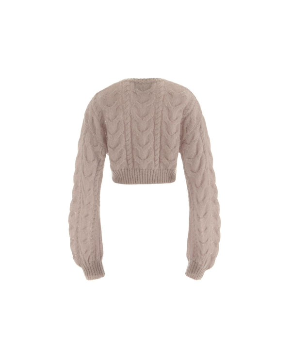 Crop knit with all-over weaves