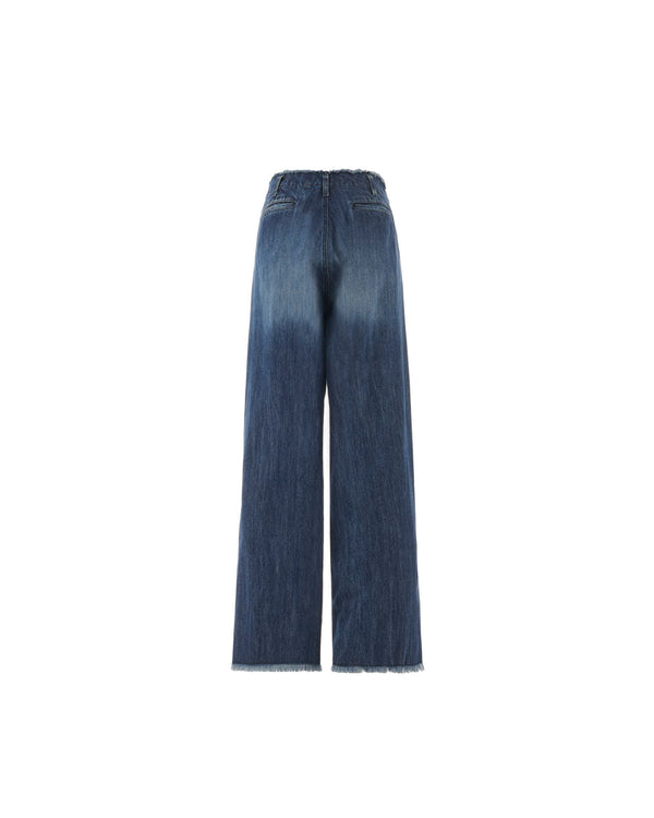 Jeans wide leg con lavaggio scolorito