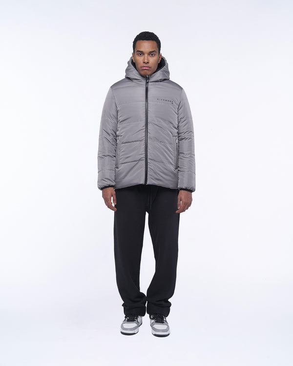 Reversible down jacket with hood