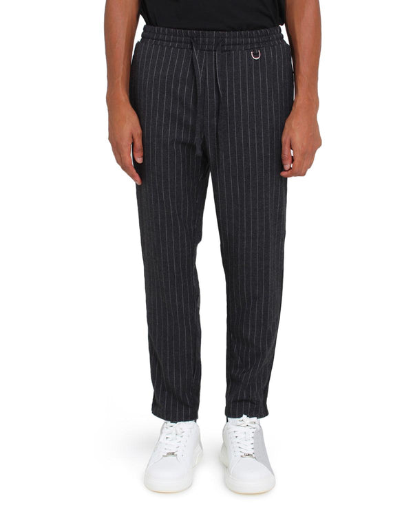 Pinstripe trousers with drawstring