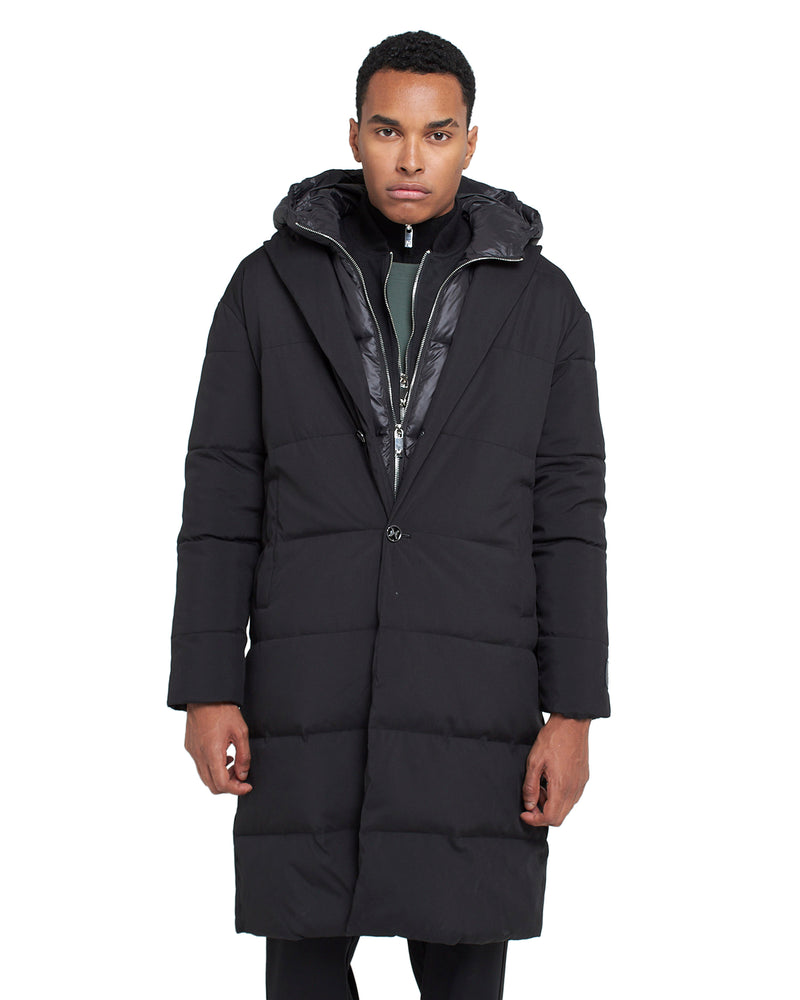 Long down jacket with button