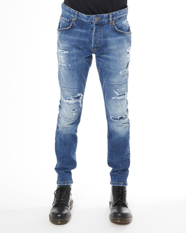 Slim fit jeans with lacerations