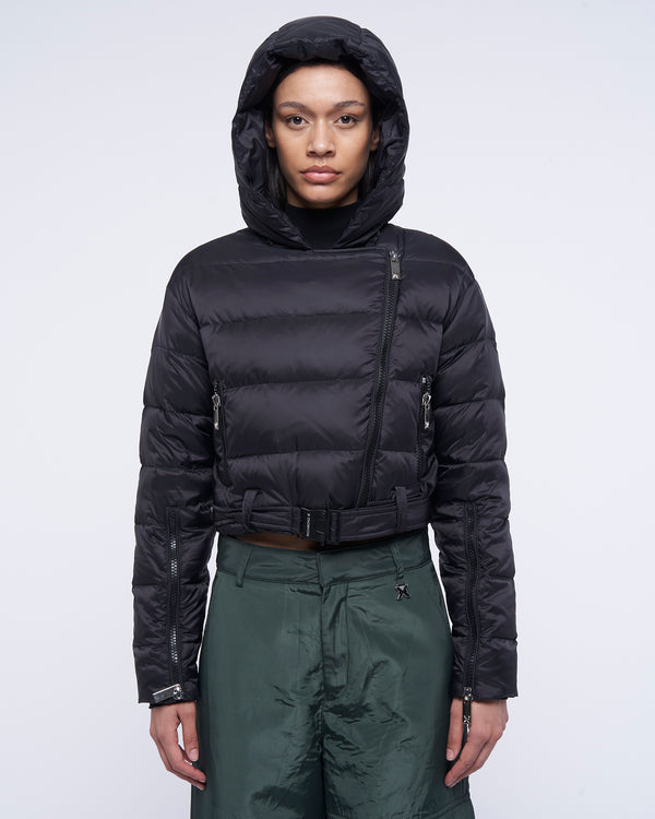 Cropped hooded down jacket