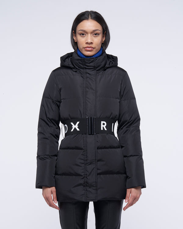 Down jacket with belt