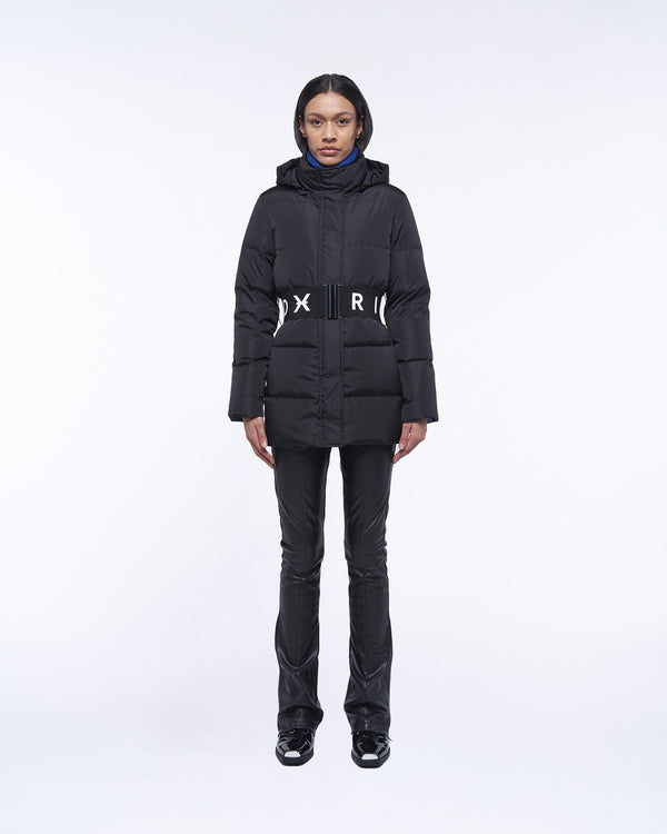 Down jacket with belt