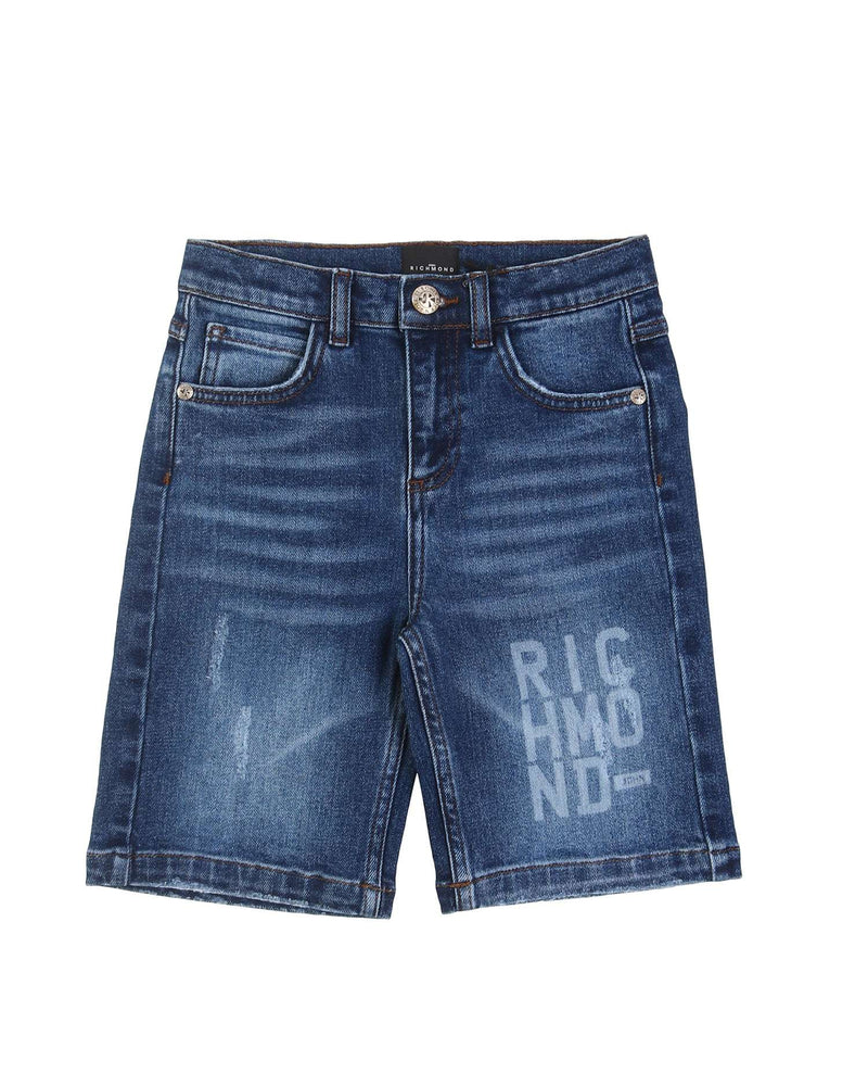 Denim bermuda shorts with logo