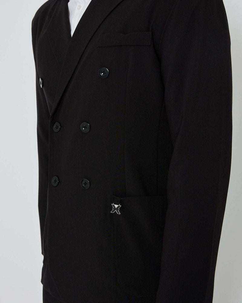 Doppel -Bastentier -Blazer mit Logotisch -Metall -Etikett