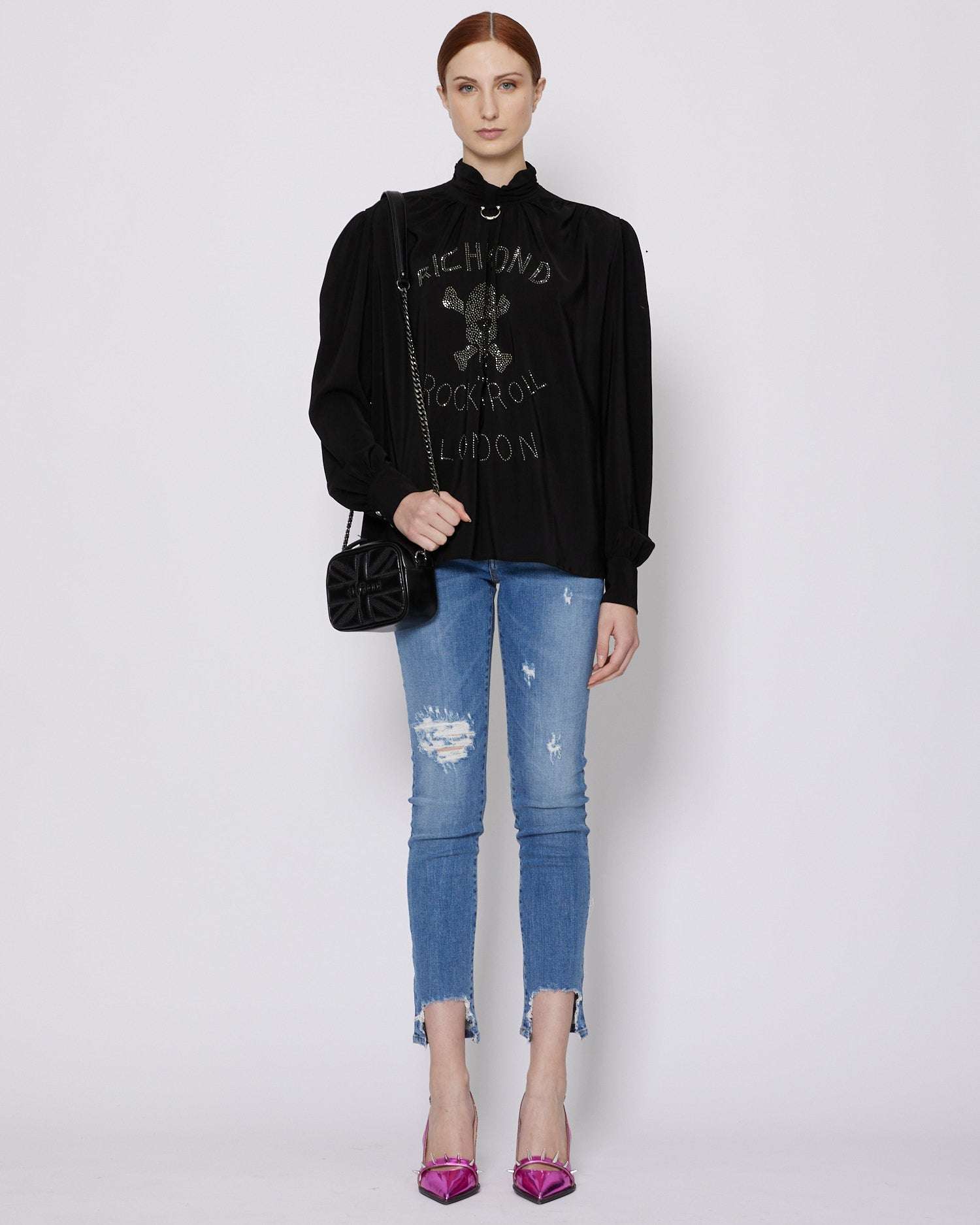 John Richmond Blusa con grafica sul davanti