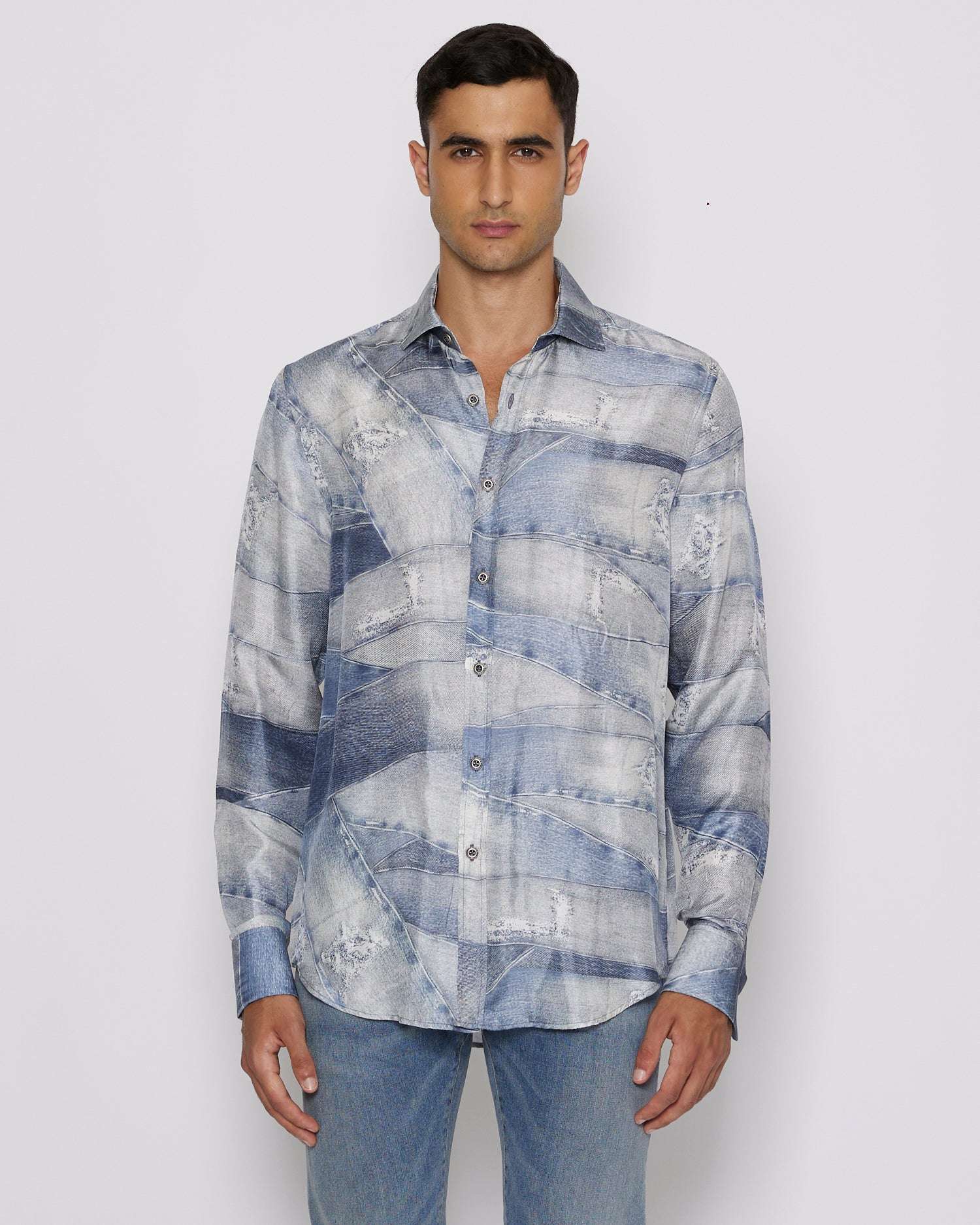 John Richmond Camicia con pattern tone sur tone