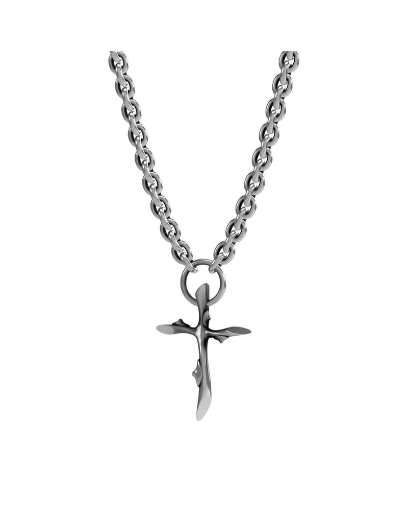 Collana con croce e spine argento piccola