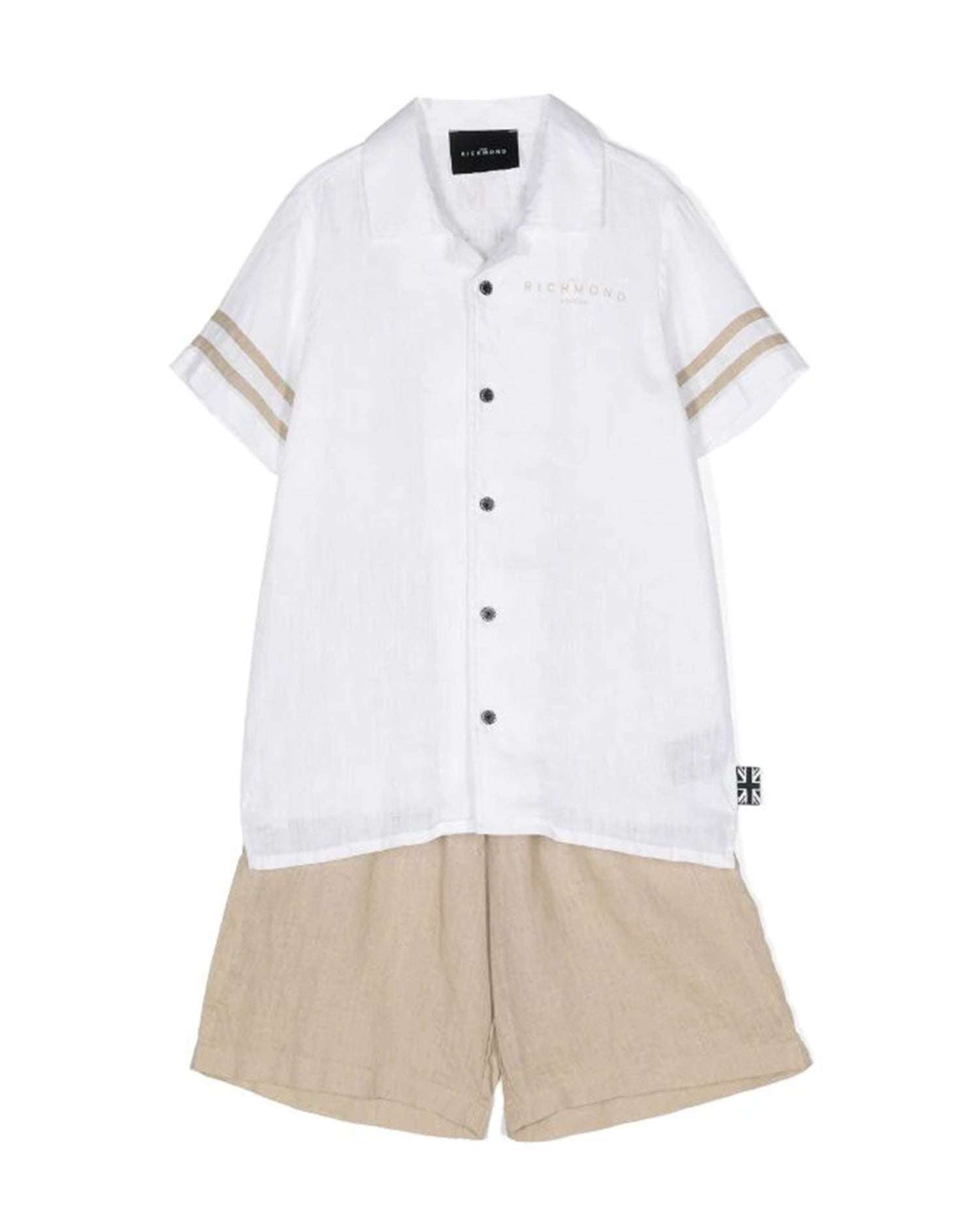 John Richmond kids Completo camicia con logo e bermuda