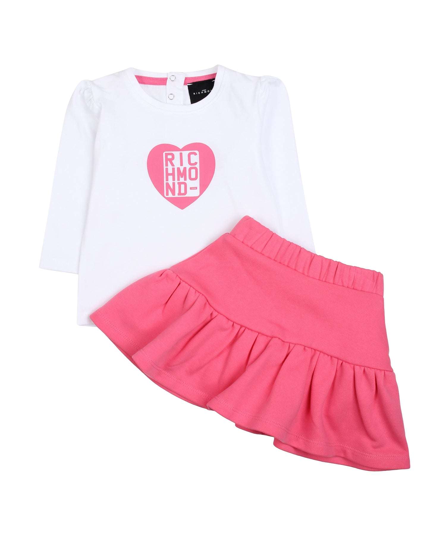 John Richmond kids Completo maglia con logo e minigonna