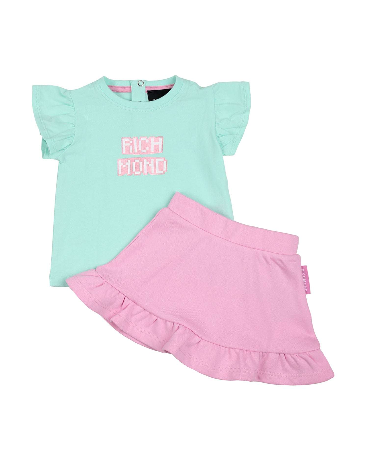 John Richmond kids Completo t-shirt e minigonna con volant