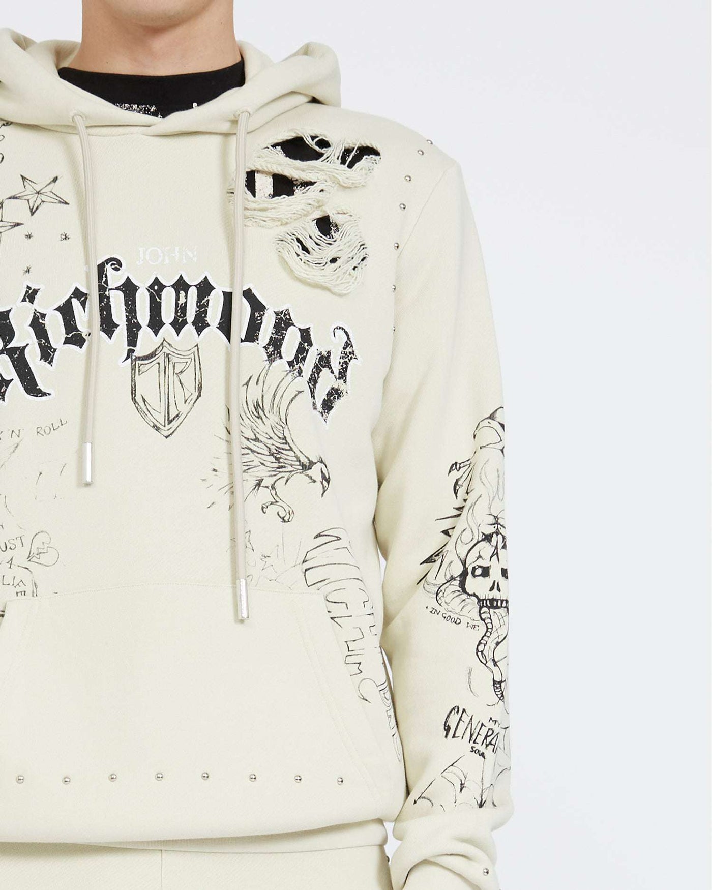 John Richmond Swarovski Skull store Zip Hoodie