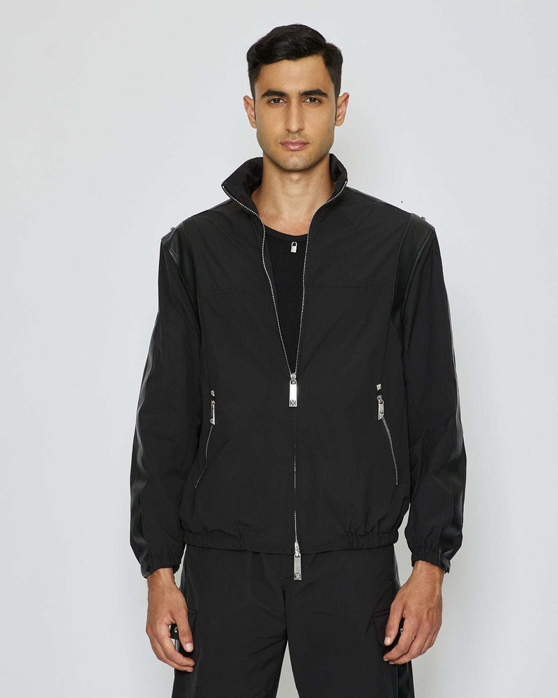 Hood bomber with eco -leather details