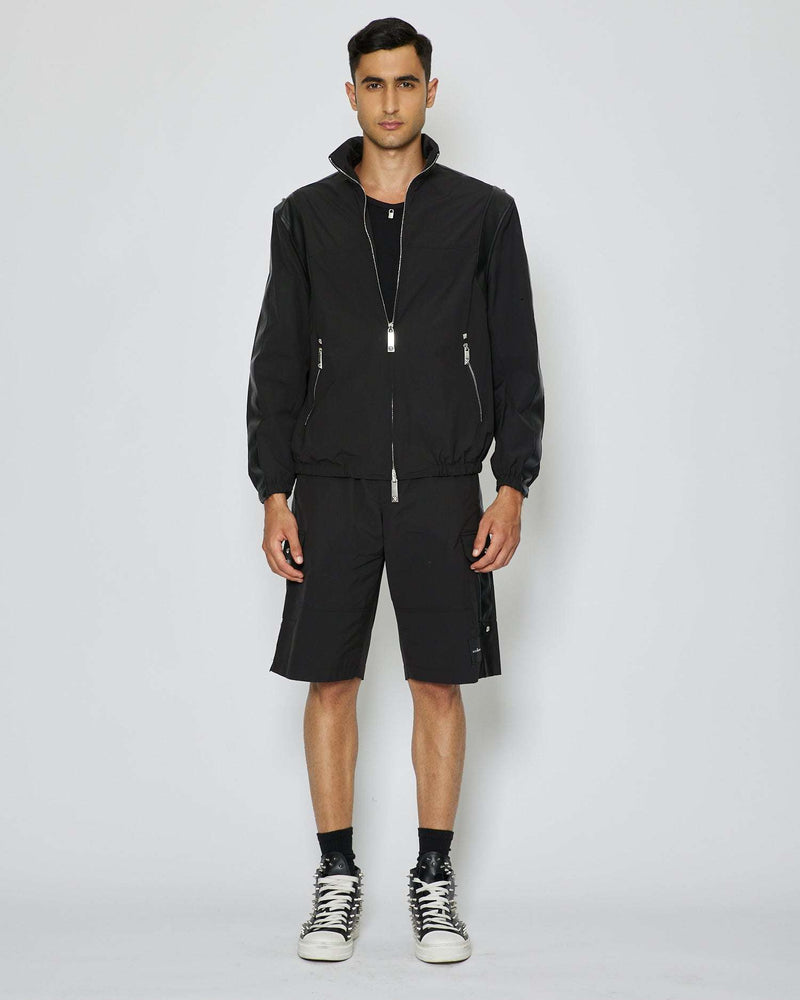 Hood bomber with eco -leather details