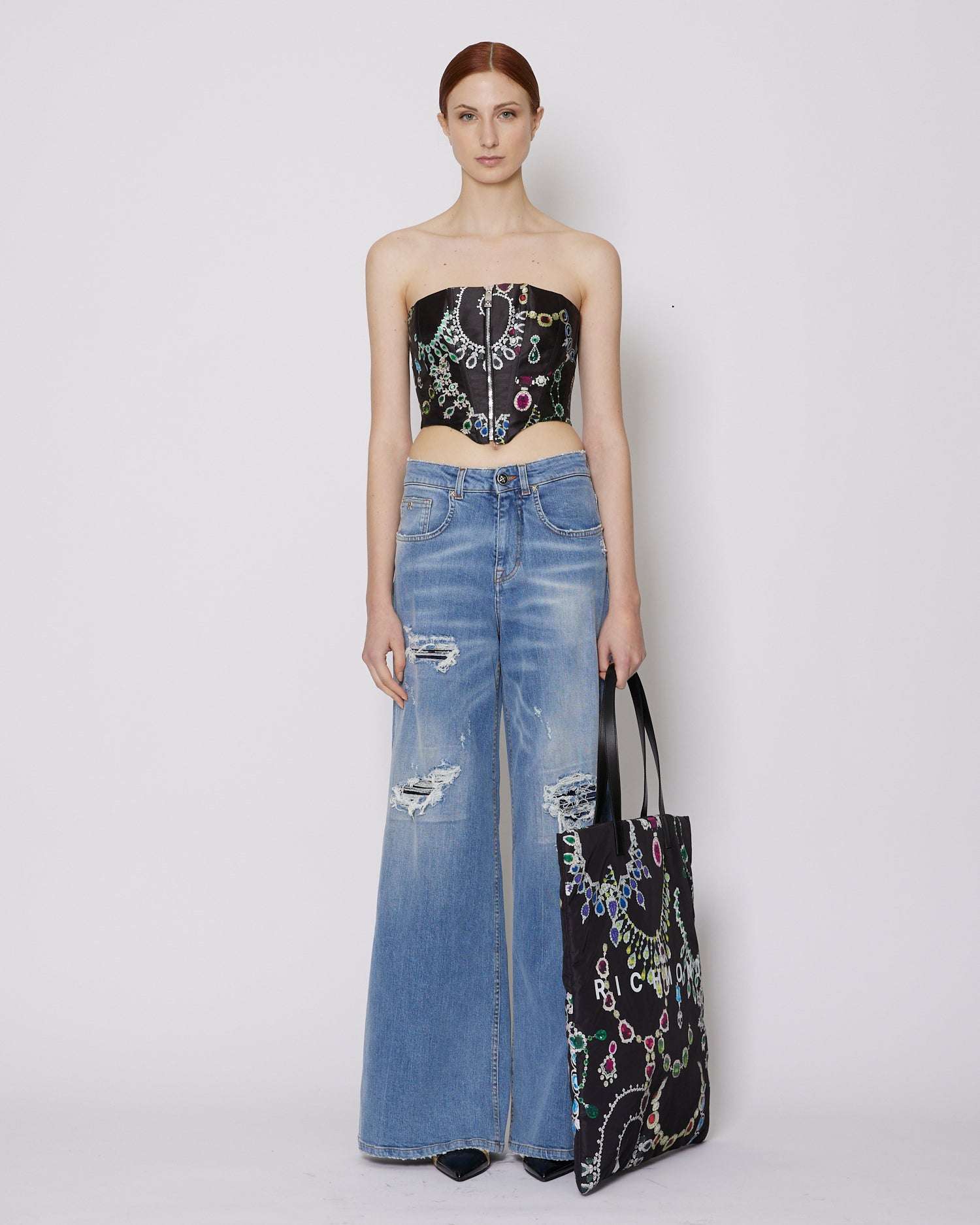 John Richmond Jeans a vita media con strappi