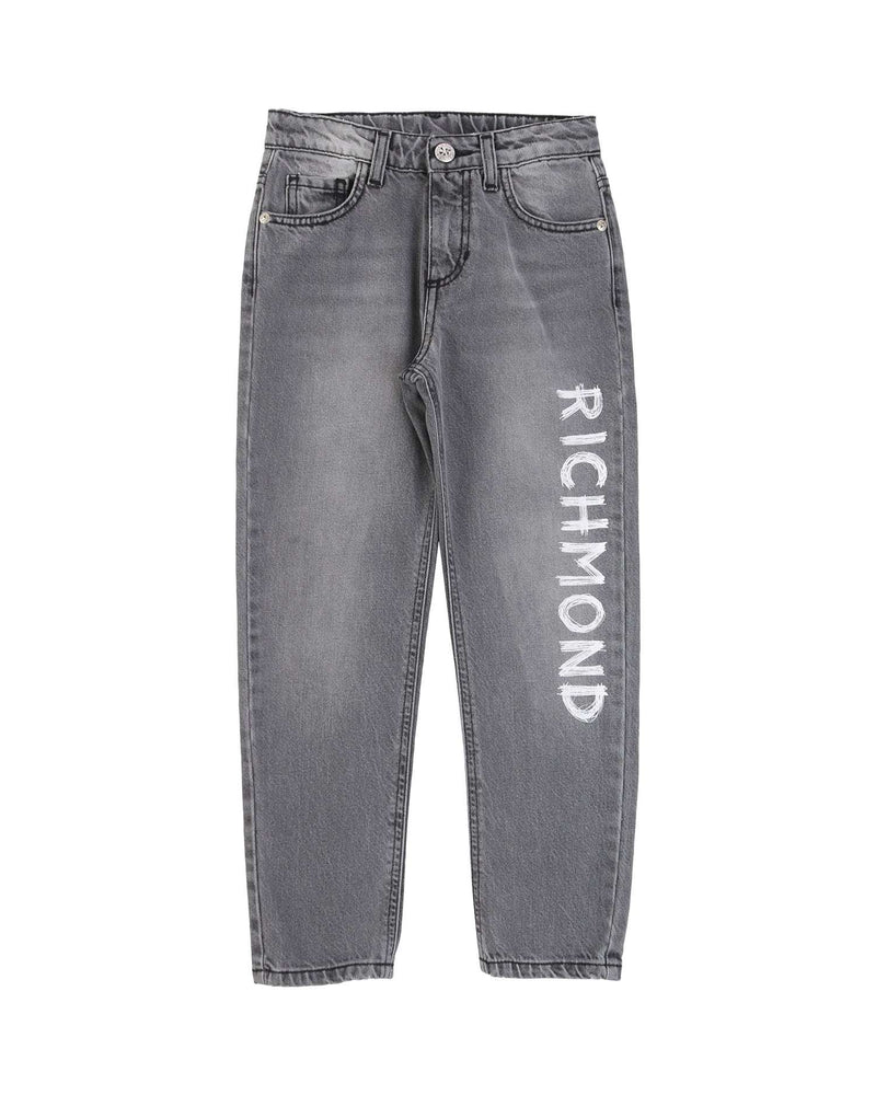 Jeans con logo lungo la gamba