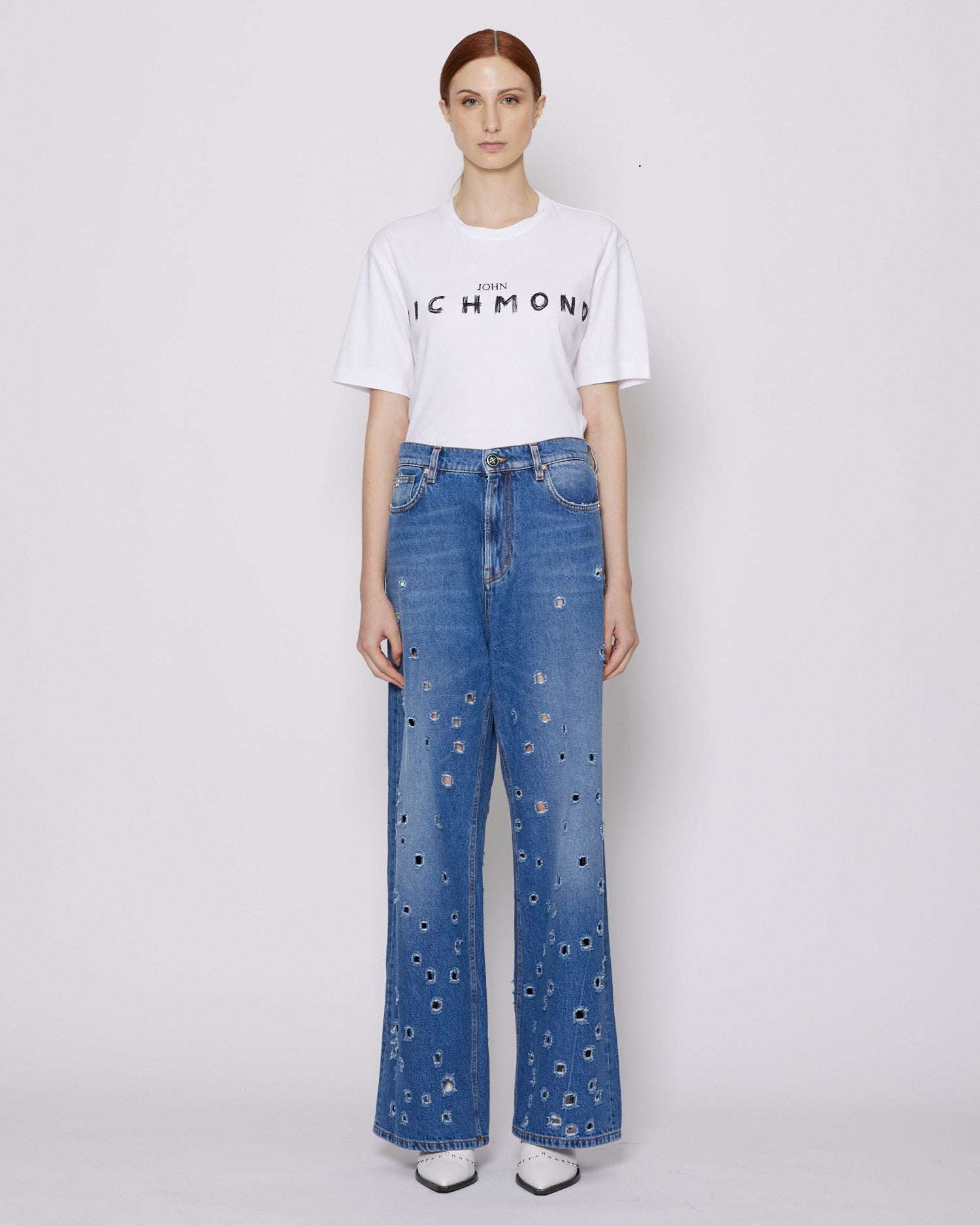 John Richmond Jeans a vita media con strappi