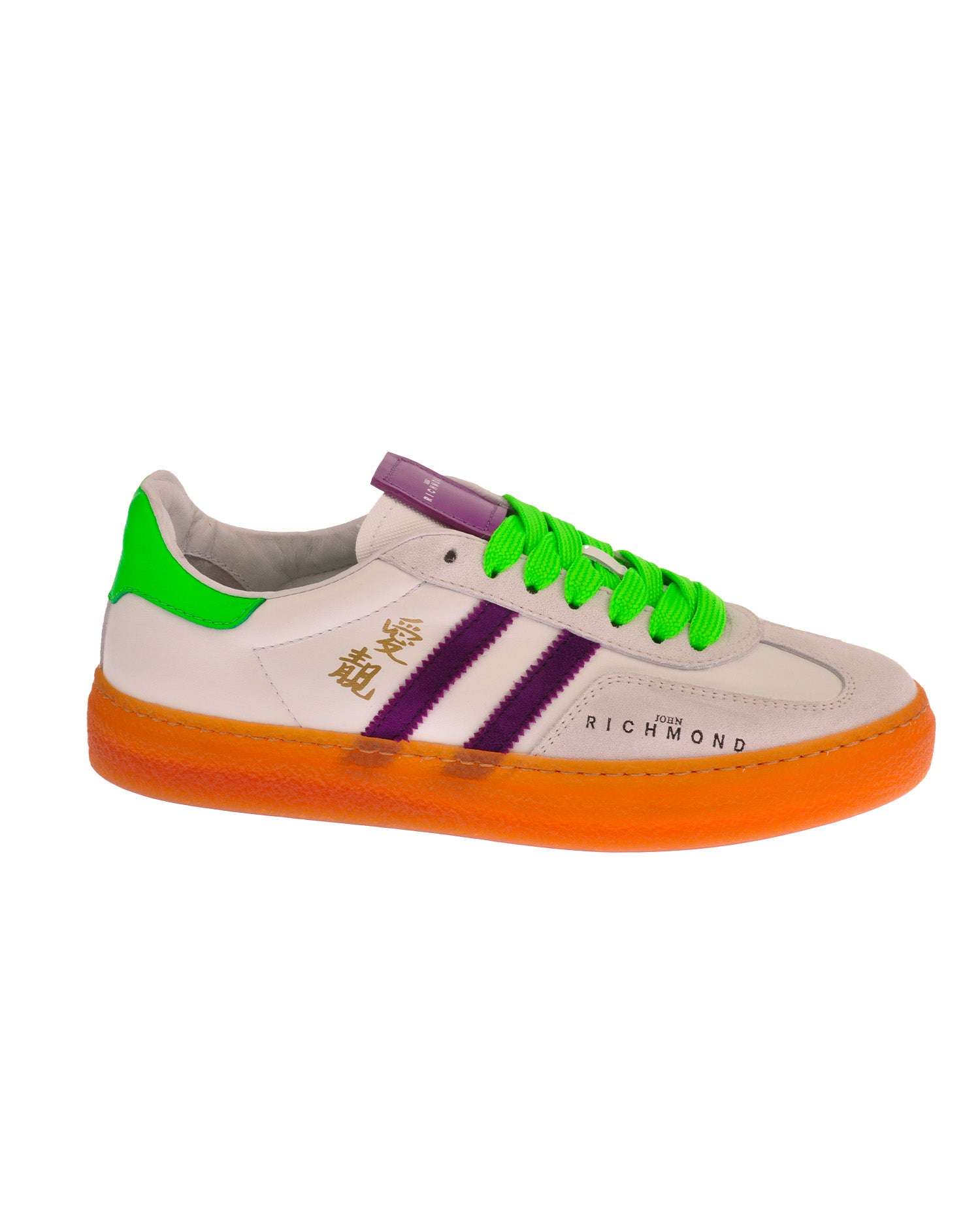 John Richmond Sneakers in pelle con logo e bande laterali