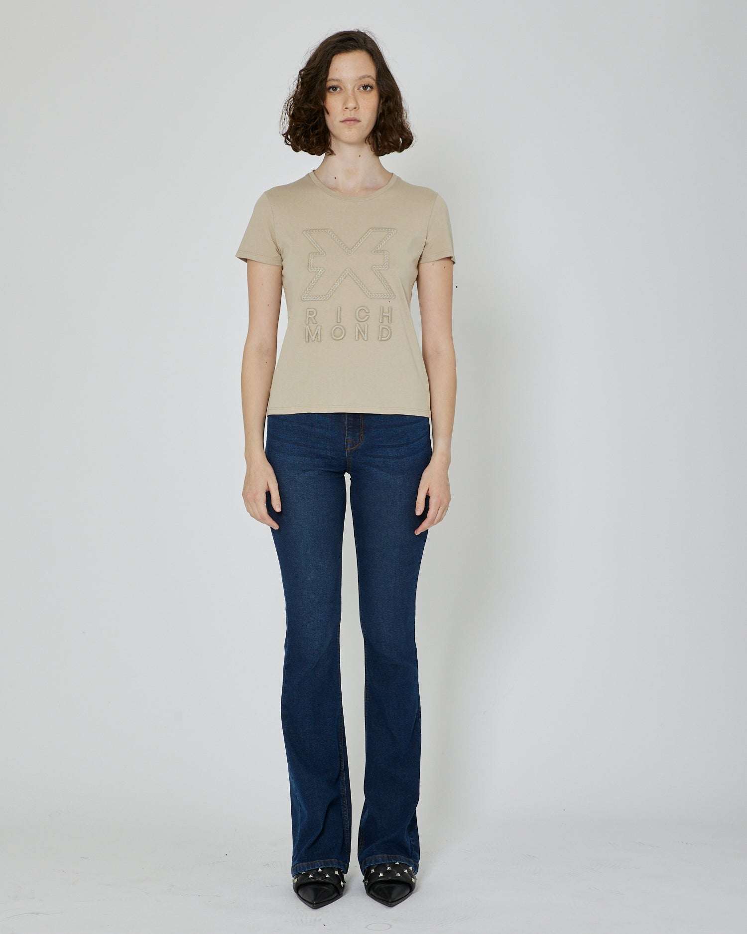 John Richmond T-shirt con stampa applicata sul davanti