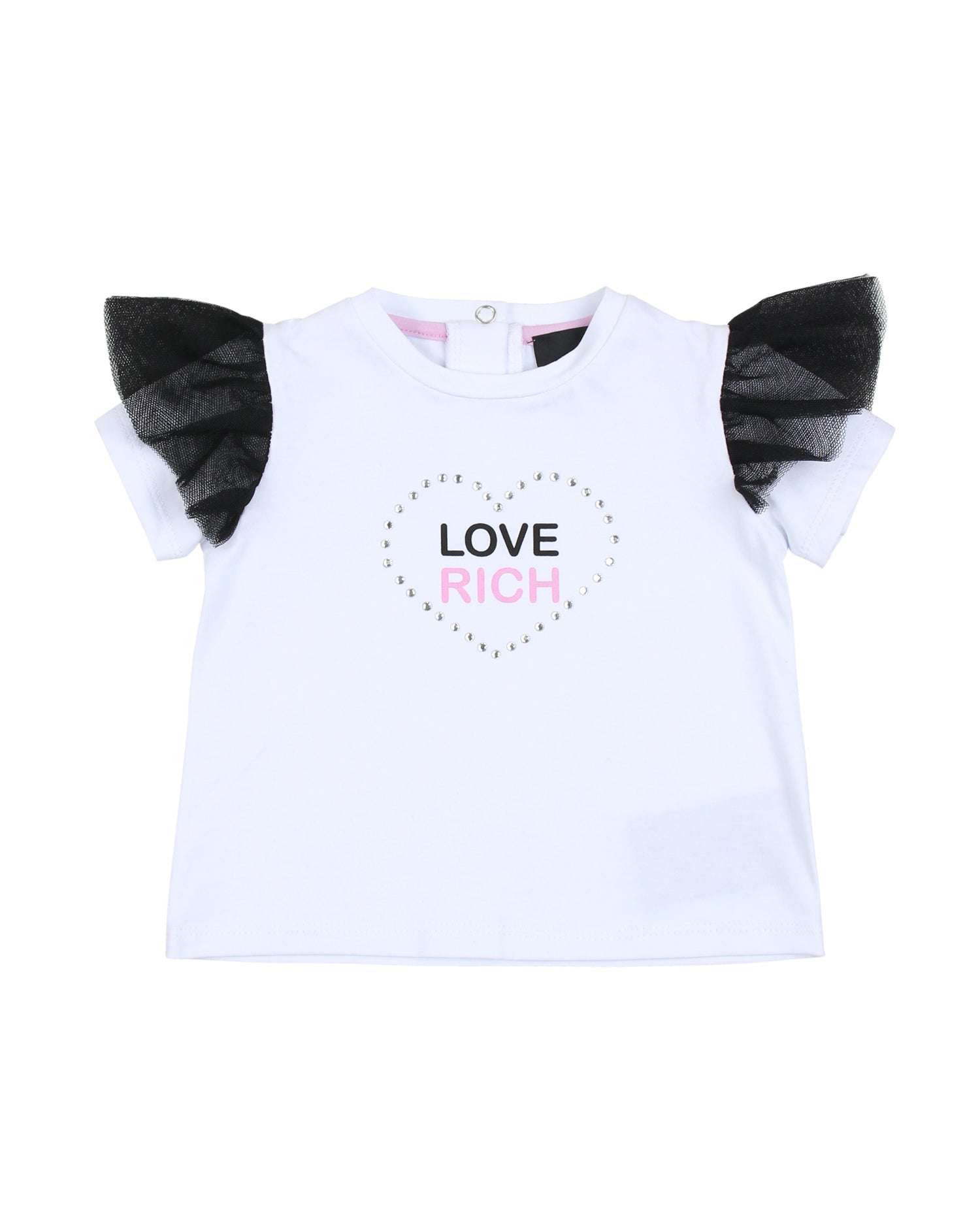 John Richmond kids T-shirt con volant a tulle e lettering