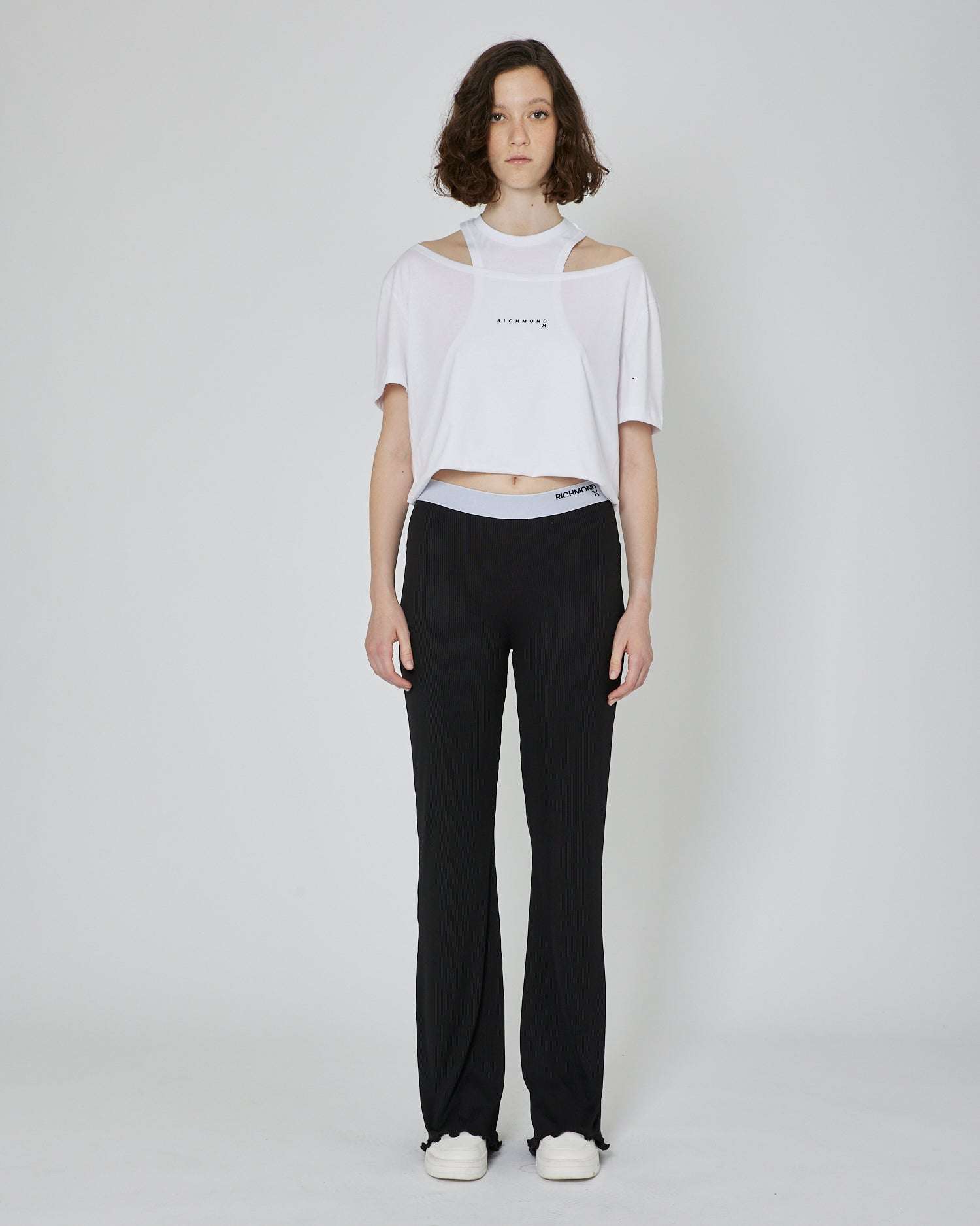 John Richmond T-shirt crop con logo stampato