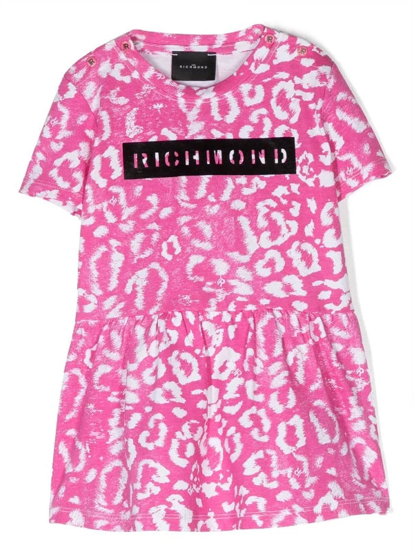 Printed dress with contrasting motif on the front