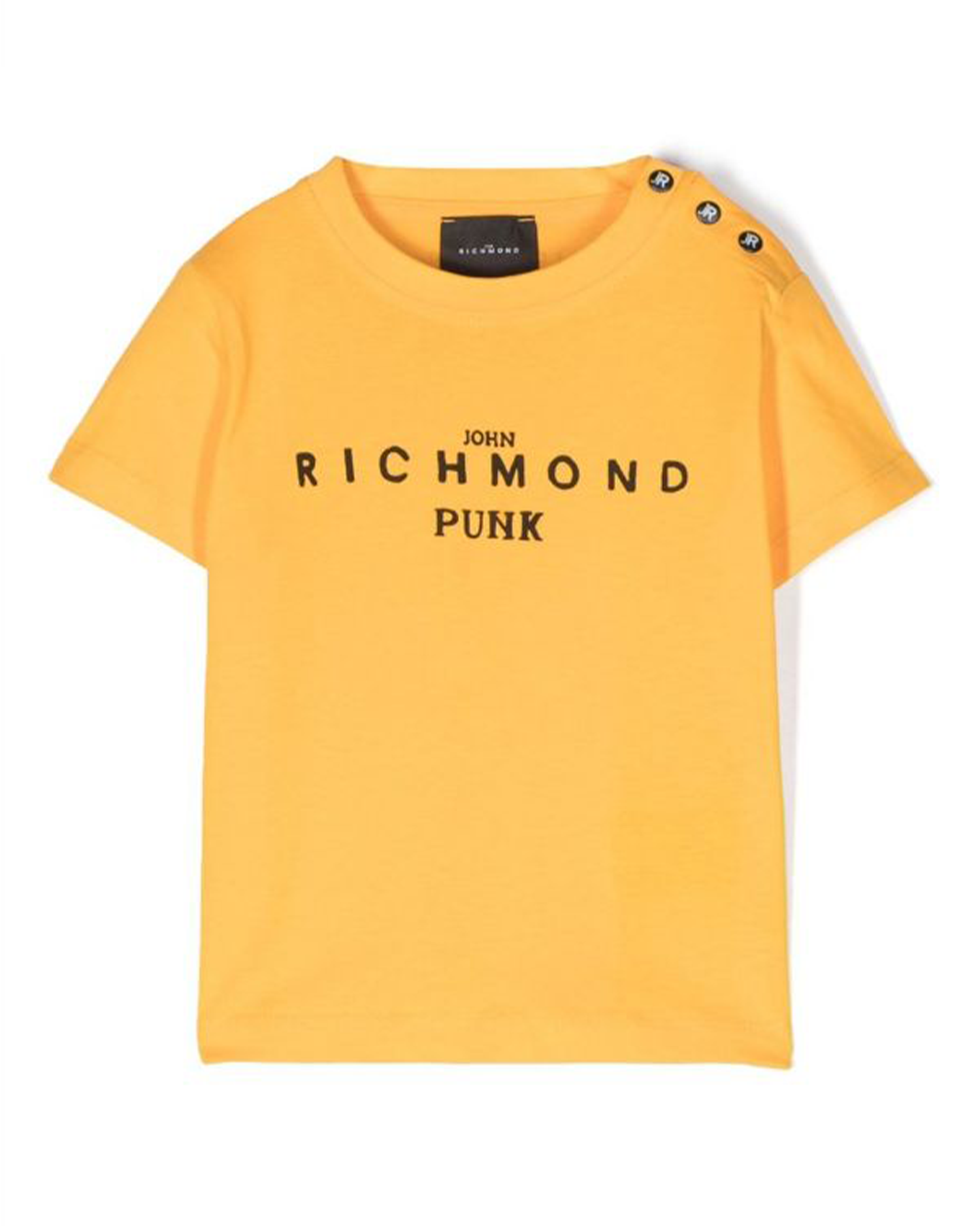 T-SHIRT WITH LOGO ON THE FRONT AND BUTTONS ON THE SHOULDER – John Richmond